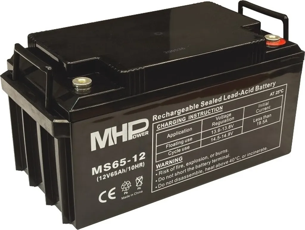 Batterie MHPower MS65-12 AGM 12V/65Ah Haute Capacité pour Onduleur
