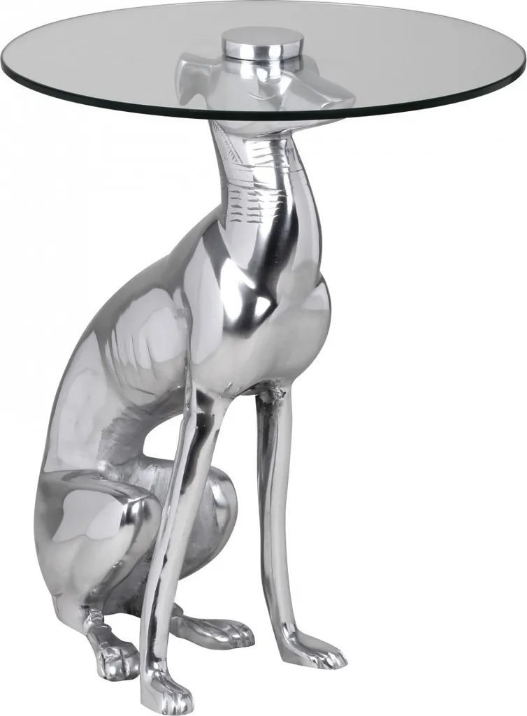 Wohnling Table d'appoint WL1.628 design chien DOG en aluminium argent