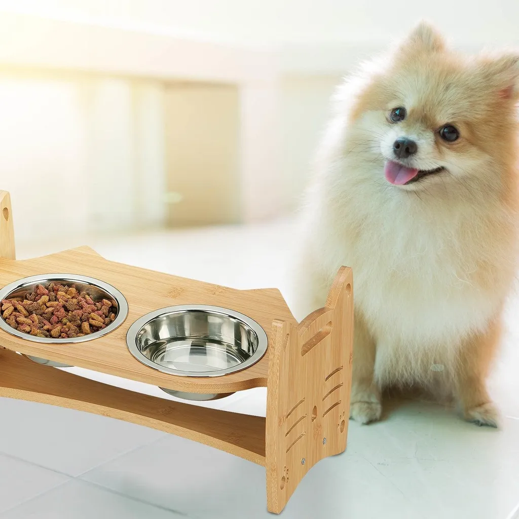 Support de gamelles surélevé et ajustable pour chats et petits chiens - 5