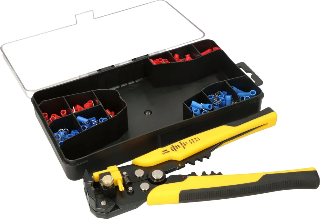 Set pince à dénuder automatique avec 199 accessoires de sertissage câbles