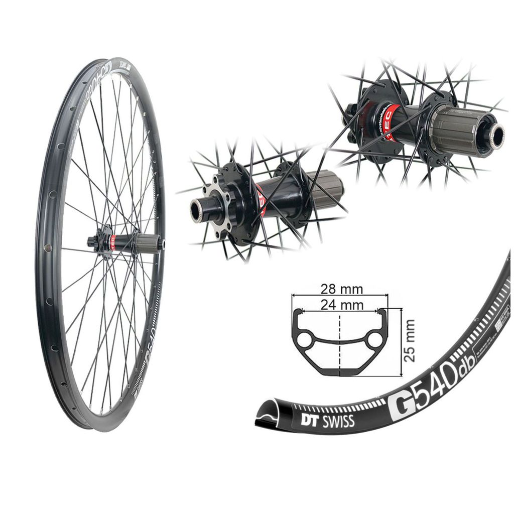 Hinterrad 28 Zoll DT Swiss G 540db Gravel Disc Steckachse 142 / 12mm 8-10 f. 622