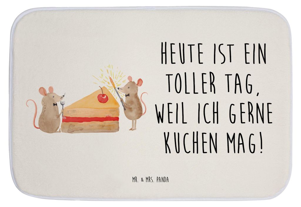Mr. & Mrs. Panda Duschvorleger Mäuse Kuchen - Weiß - Geschenk, duschmatte, Badvorleger, Geburtstag, Badematte, Badezimmerteppich, Happy Birthday,...