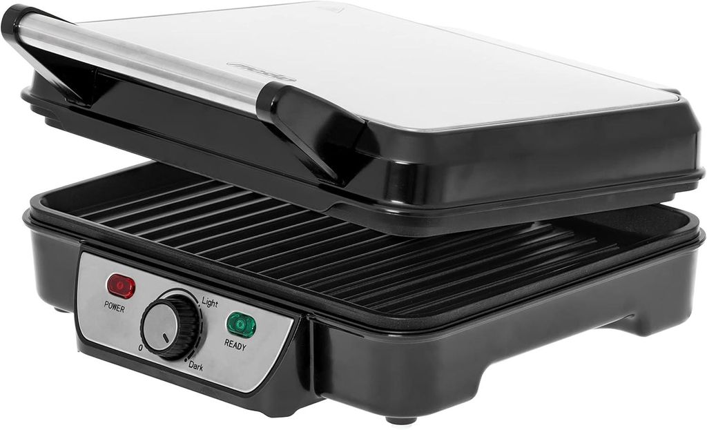 JUNG MESKO MS3050 Kontaktgrill, Doppel Grillfläche 1288 cm², 180° neigbare Platten, Temperaturregler, Tischgrill elektrisch, Elektrogrill 2500W
