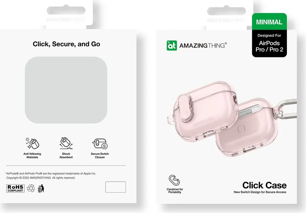 Custodia in silicone Amazingthing Minimal Case per Airpods Pro 2 - Rosa - 4