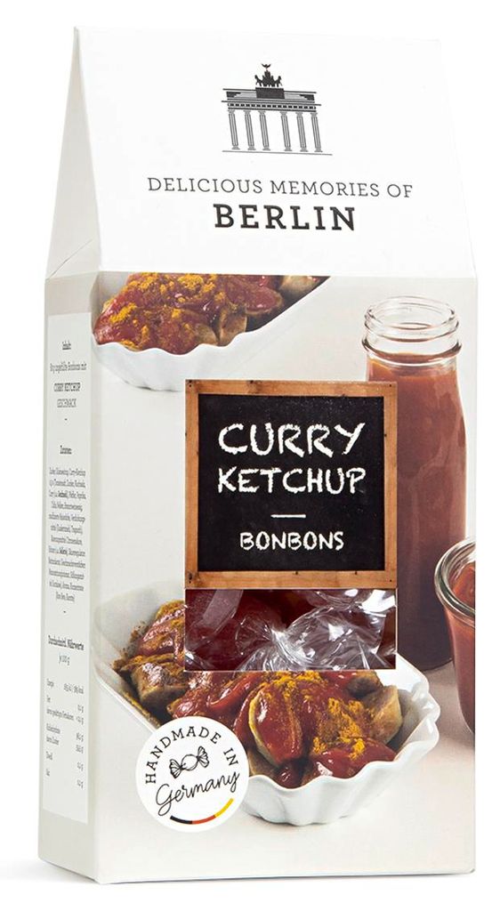 Edel Bonbons mit Curry Ketchup Geschmack in einer Giebelbox Produktbild 