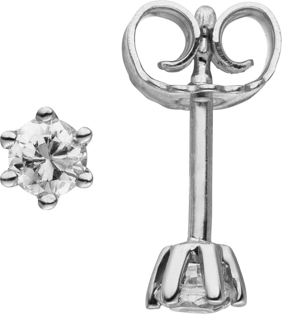 Ohrstecker Solitär Ohrringe, 2 Diamanten Brillanten, schlicht, 585 Gold Weißgold