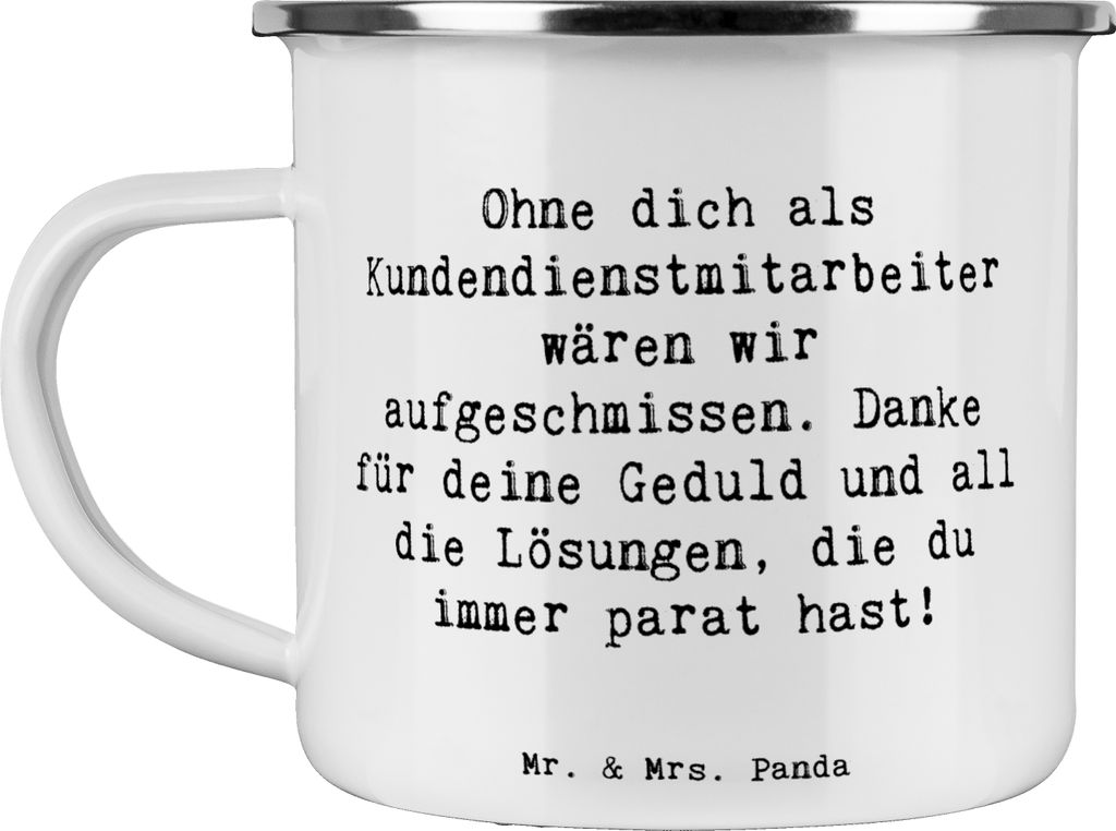 Mr. & Mrs. Panda Teetasse Spruch Kundendienstmitarbeiter Held - Weiß - Geschenk, perfekte Bestellung, Emaille Tasse, Bedanken, Haferl, Kundenservi...