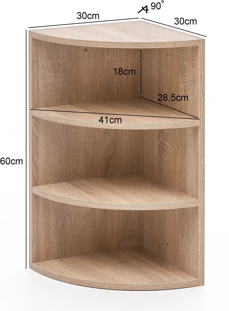 Petite bibliothèque d'angle murale suspendue décor chêne clair 60cm - 3