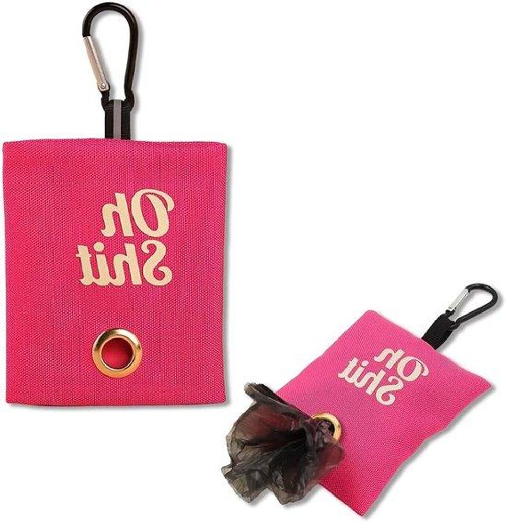 Hundekotbeutelhalter - Rosa, mit Riemenhalter