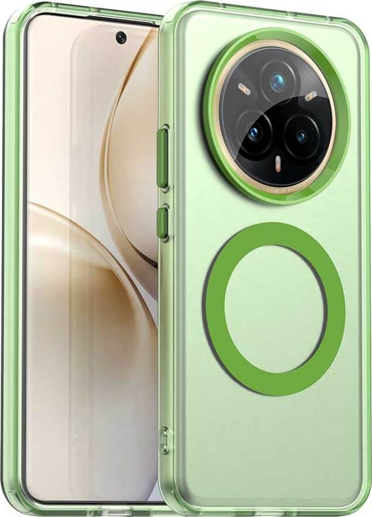 Magnetisch Hülle für Realme 14 Pro+ 5G, Schlank Durchscheinend Matt Stoßfest Handyhülle Grün