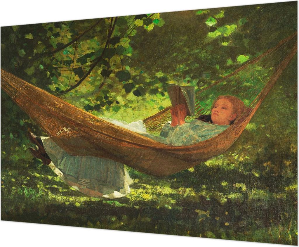 Wandtapete - Dekorative Tapete für Wohnzimmer - Tapetenfolie für Wanddekoration - 312x219 cm - Entspannung in der Hängematte