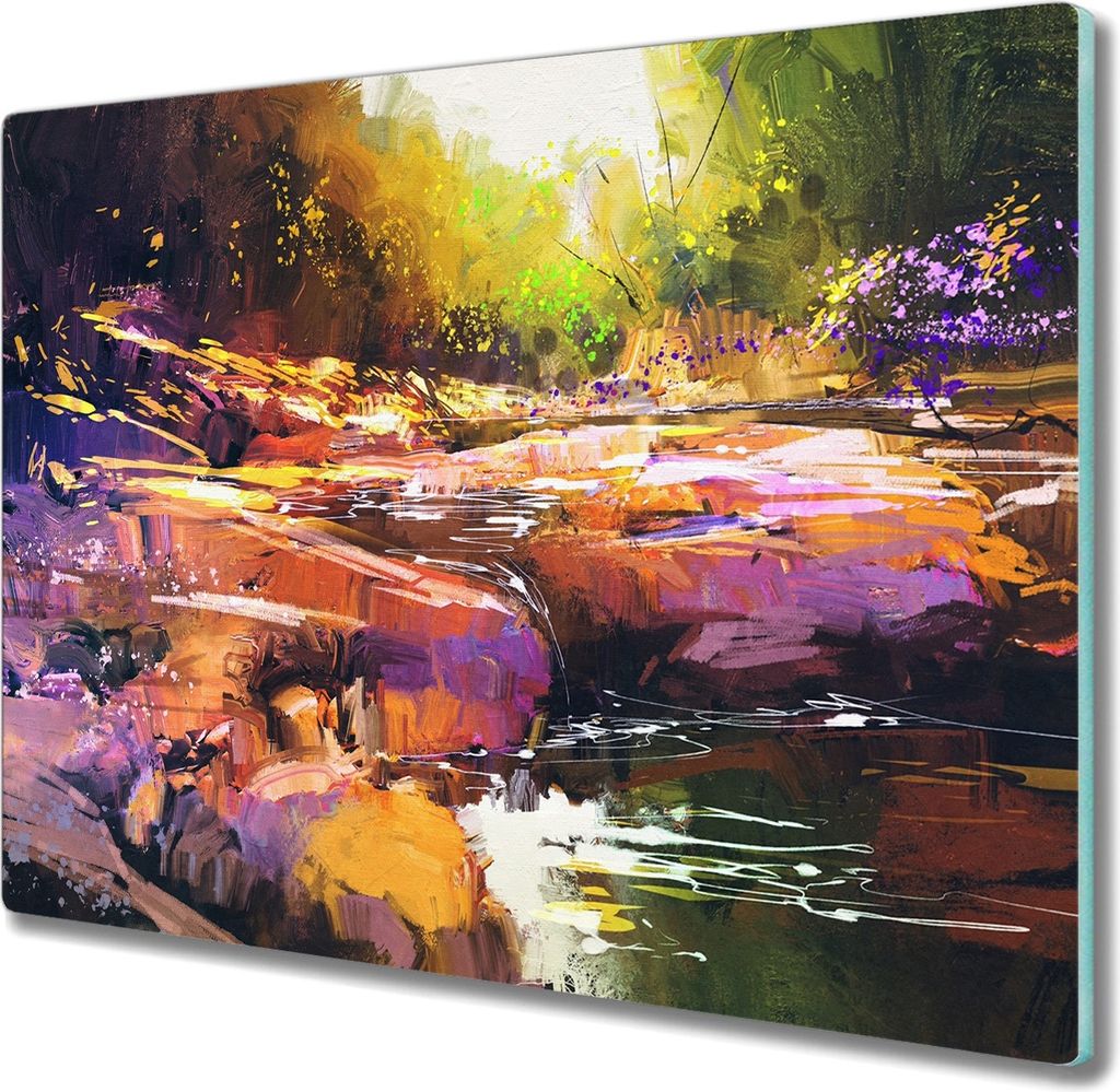 Coloray Hackbrett Kochplattenabdeckung Herdabdeckplatte 60x52 cm Schneidebrett Küchenbrett - River Forest Natur