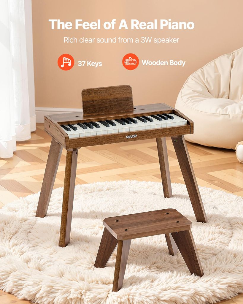 Piano Enfant 37 Touches Avec Micro – 8 Sonorités, 8 Rythmes, Enregistrement – USB Ou Piles – Dès 3 Ans