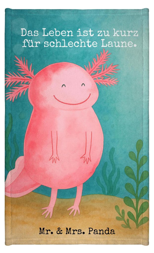 Mr. & Mrs. Panda Handtuch Axolotl Glücklich Design - Weiß - Geschenk, stoffhandtuch, Frotteehandtuch, Lurch, Lebensfroh, gut Gelaunt, Gästehandt...