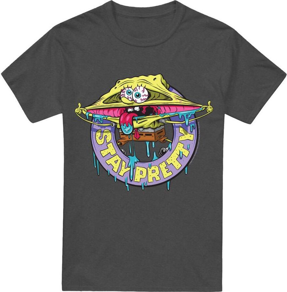 SpongeBob SquarePants - "Stay Pretty" T-Shirt für Herren/Damen Uni TV18372 (L) (Holzkohle)