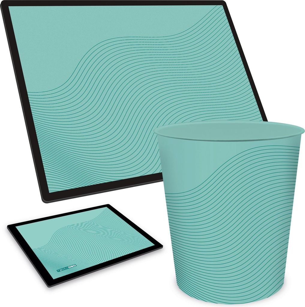 ITENGA Papierkorb Schreibtischunterlage Mauspad Set - ca. 15 Liter - BOC6 türkis