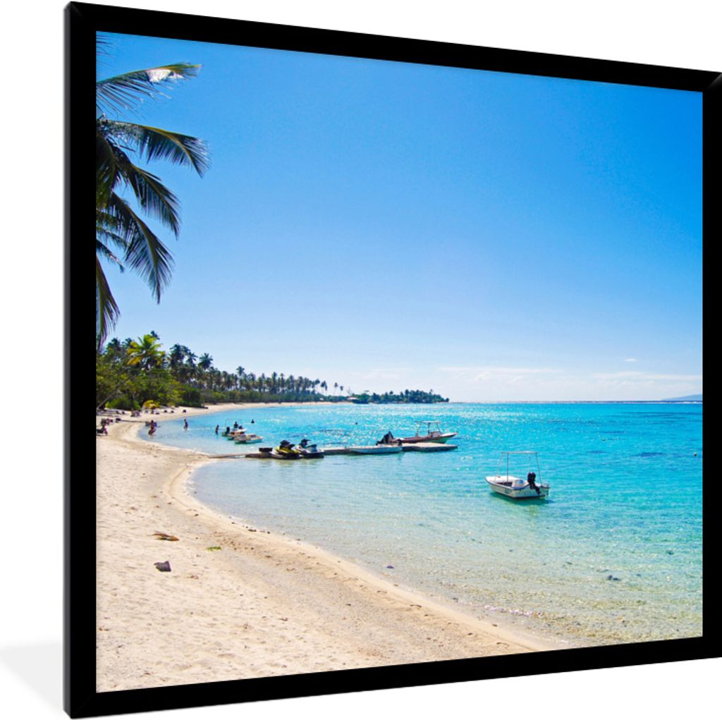 MuchoWow MuchoWow Gerahmtes Poster Der Strand von Mo'orea 40x40 cm - Poster mit zchwarzem Bilderrahmen - Mit Rahmen - Wanddekoration Schlafzimmer