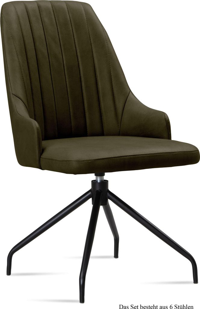 Esszimmerstuhl drehbar (6er-Set) Doreen 52x91x60 Schwarz/Khaki