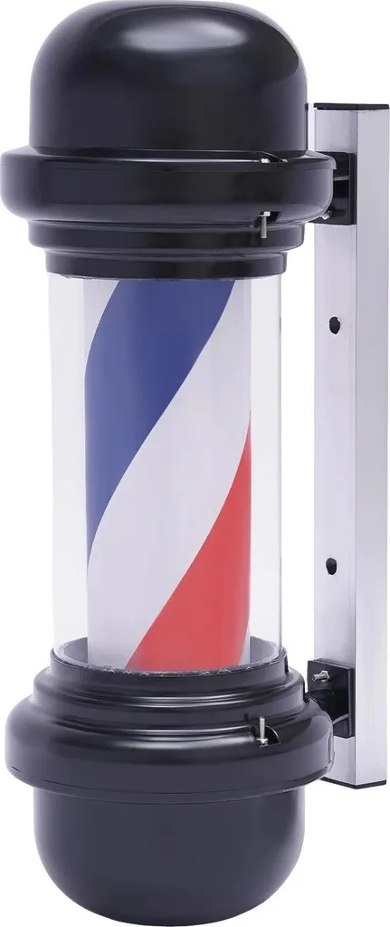 Applique Murale LED Barber Pole Rotative Noire pour Salon de Coiffure