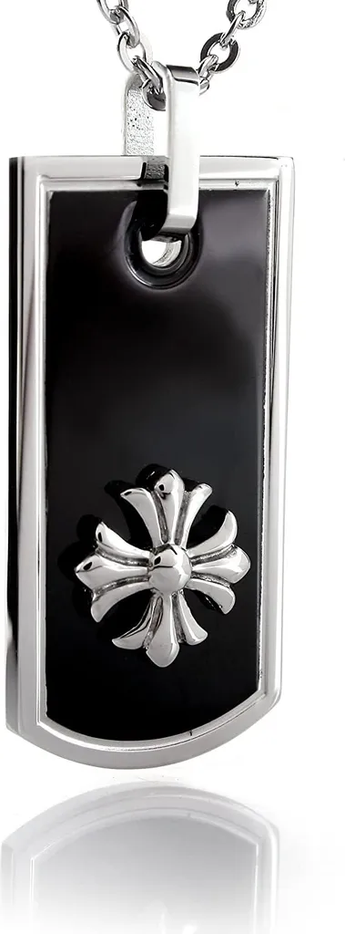 Collana Uomo Croce di Giglio Acciaio Inox HSP8255 - Catena 50cm