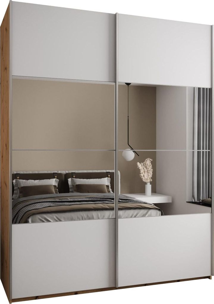 MEBLE KRYSPOL LUX 4 Schrank - 245,5x190x64cm - Artisan, Weiß, Silber