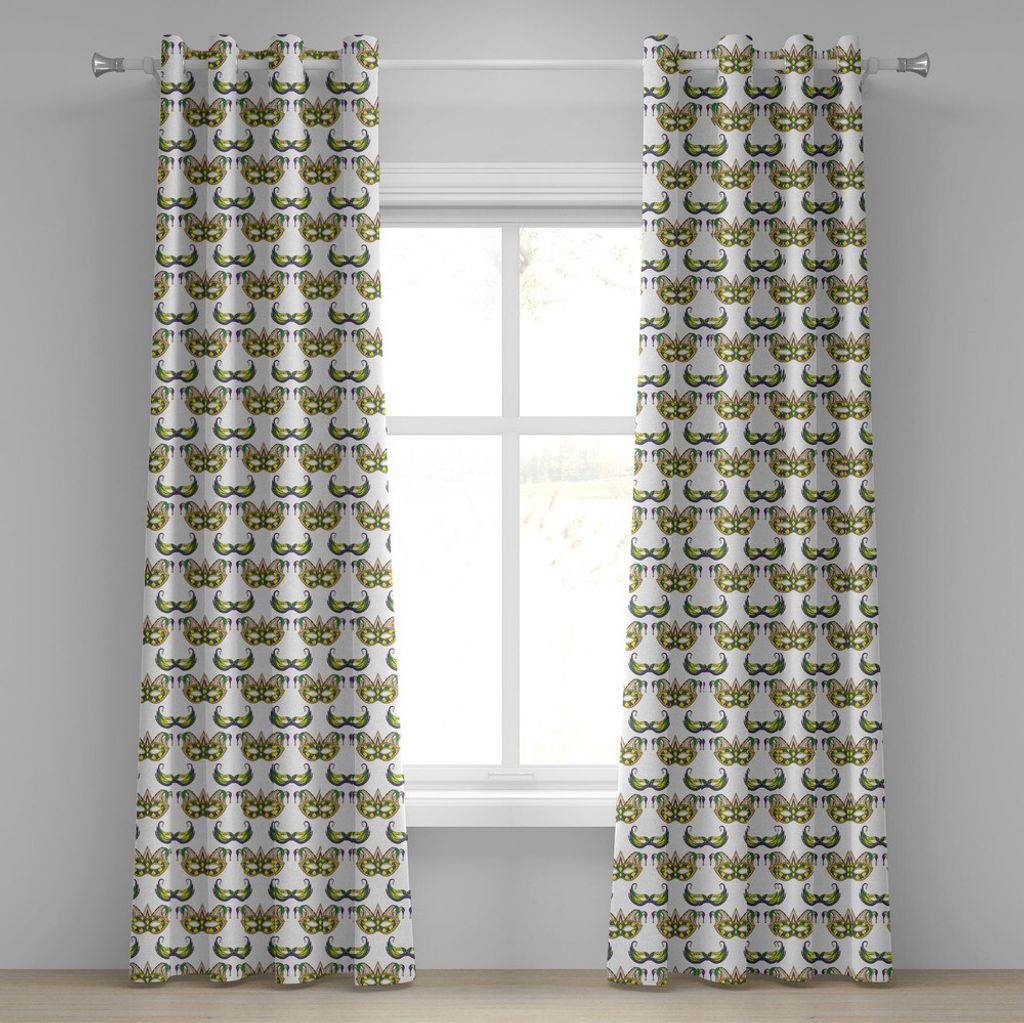 ABAKUHAUS Karneval Ösenvorhang, Festliches Muster mit Masken-traditionelles Karnevals-Feier-Kostüm, Dekorative 2-Panel-Fenstervorhänge, 280 cm x...
