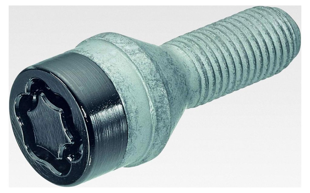 Radsicherungsbolzen SUB (Schwarz) M14x1.5, Kegelsitz, Schaftlänge 27,3 mm, Gesamtlänge 50,3 mm, SW17, Schlüsseldurchmesser 25,8 mm