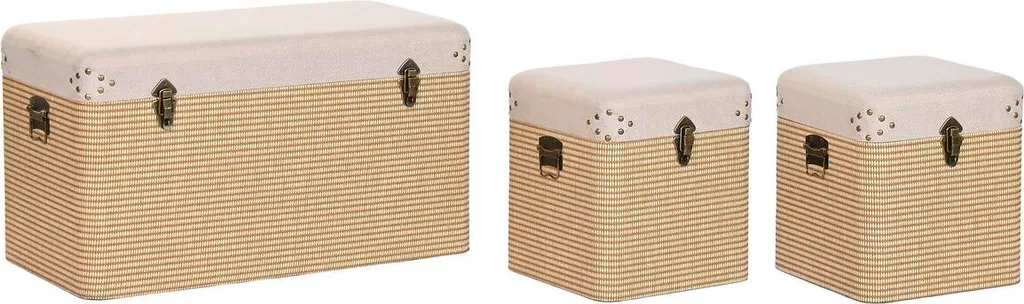 Rangez Tout avec cet Ensemble de 3 Coffres Home ESPRIT Beige et Bois 80cm