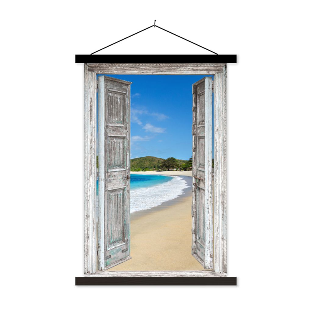 MuchoWow Textilposter Meer - Tropen - Blick - Strand 40x60 cm mit schwarzem Rahmen - Wanddekorationen