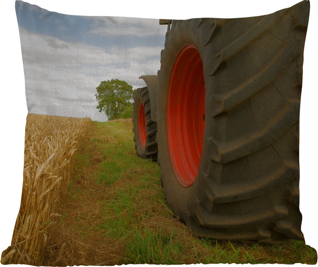 MuchoWow Outdoor Kissen - Traktor - Räder - Weizen - 60x60 cm - Wetterfest - Lounge Kissen - Dekoration - Schlaf Kissen