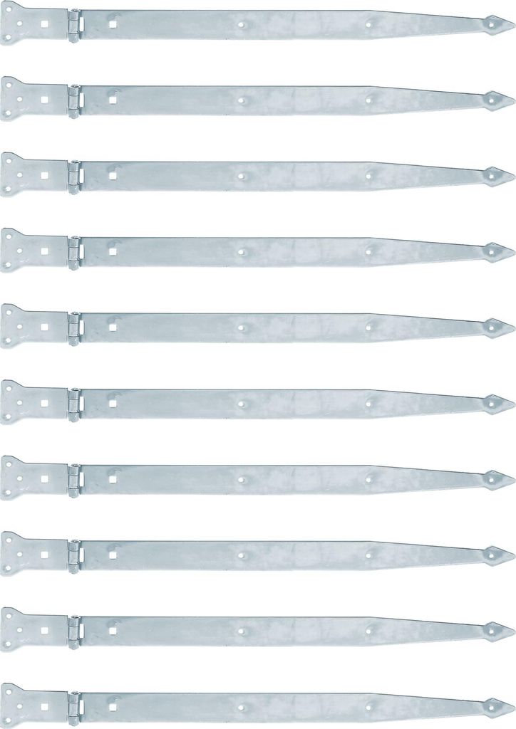 Alberts 845599 Werfgehänge, mit vernietetem Stift, galvanisch verzinkt, dickschichtpassiviert, Band 600 x 45 mm, Scharnier 101 x 63 mm, 10er Set