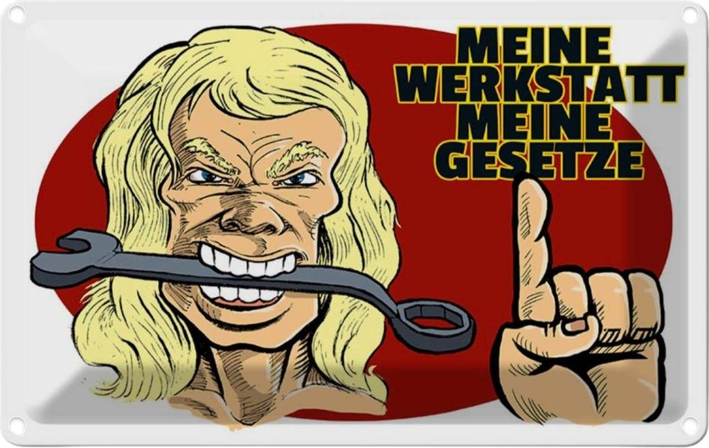 vianmo Blechschild 12x18 cm meine Werkstatt Gesetze Auto Garage