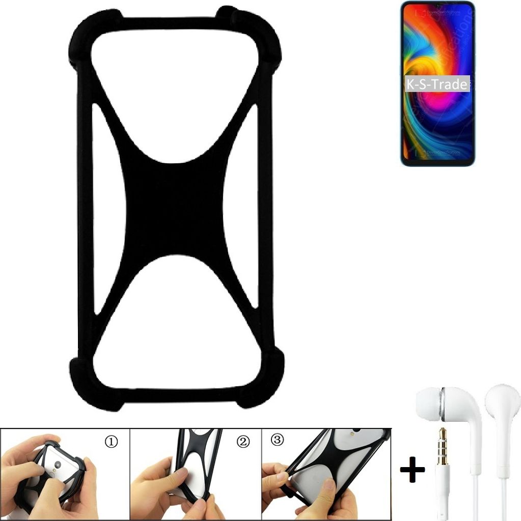 K-S-Trade Handy-Hülle + headphones kompatibel mit UMIDIGI F3 SE Schutz-Hülle Bumper Silikon Cover Case Silikoncase Silikonbumper TPU Softcase