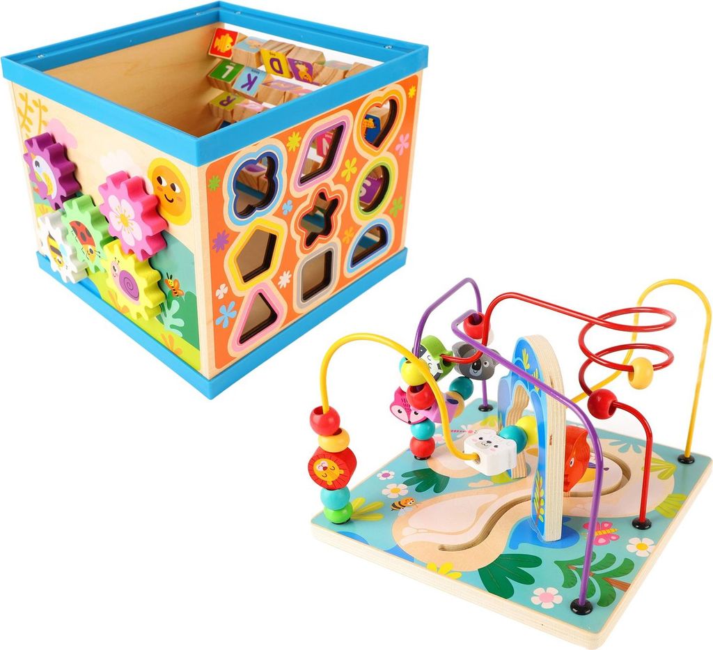 Holz-Baby-Aktivitätswürfel-Spielzeug, multifunktionaler Perlenblock, 8-in-1, pädagogisches Lernspielzeug für Kinder für Jungen und Mädchen