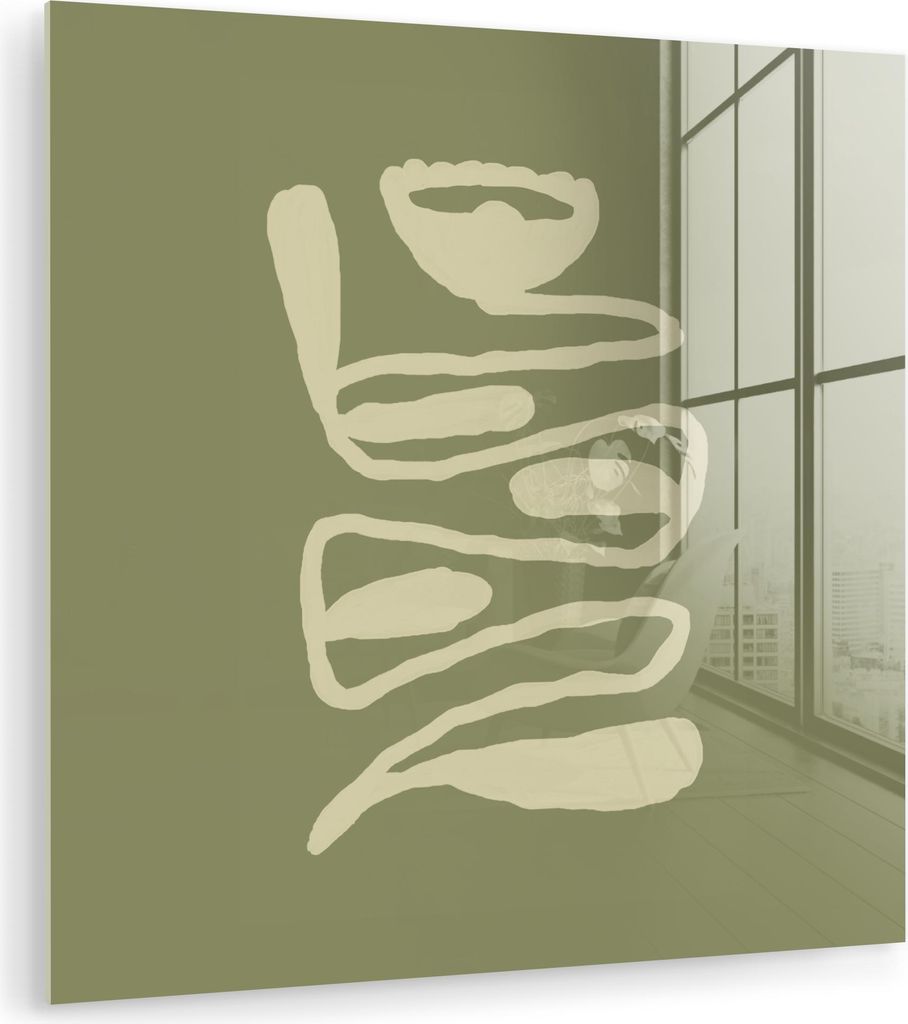 MuchoWow Glasbilder - Bilder auf Wandbild - Foto auf Glas Grün - Abstrakte Kunst - Modern 40x40 cm Wanddekoration aus Glas - Acrylglasbild - Acryl...