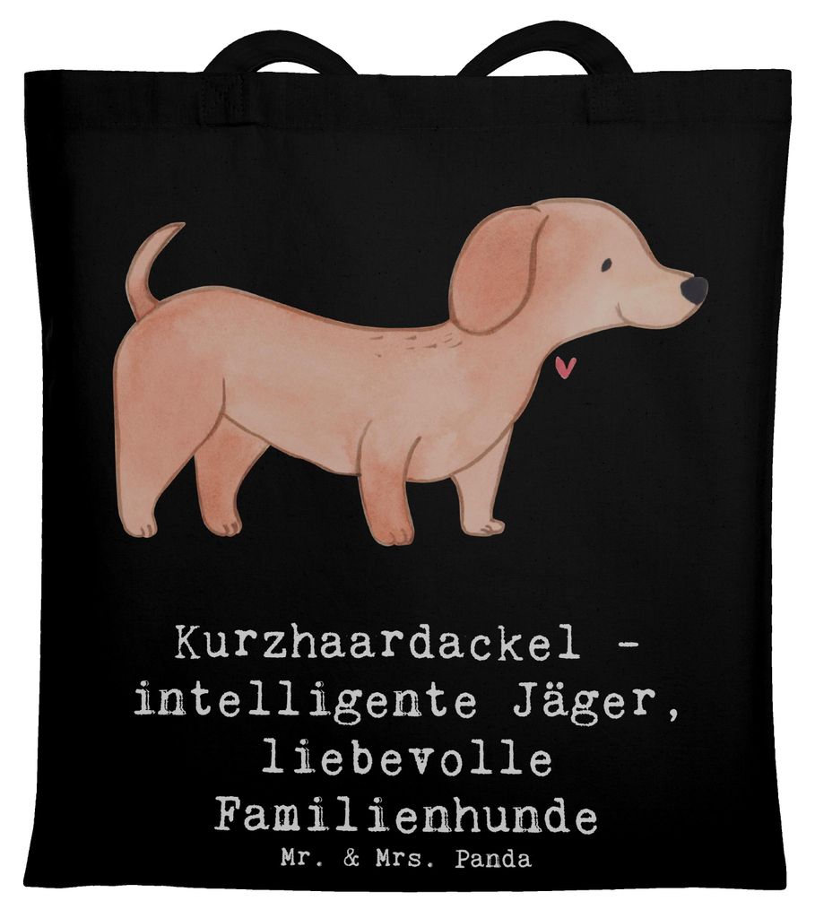 Mr. & Mrs. Panda Tote Bag Kurzhaardackel Liebe - Schwarz - Geschenk, Hunderassen Charakter, Laptoptasche, Hund, Uni Tasche, canvas, Familienhunde, ...
