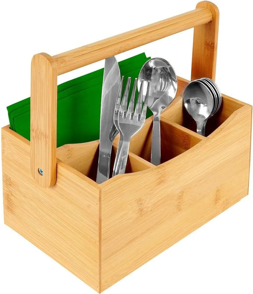 Organiseur de tiroir en bambou avec 4 bacs de tri pour la cuisine