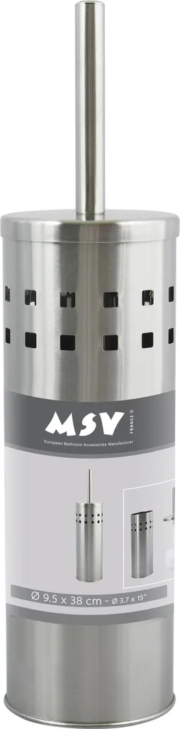 Set Scopino E Portascopino WC In Acciaio Inox 304 - Autoportante Con Coperchio - Argento Spazzolato - 3