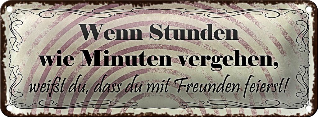 Blechschild Spruch 27x10cm Freunde wenn Stunden wie Minuten Dekoration