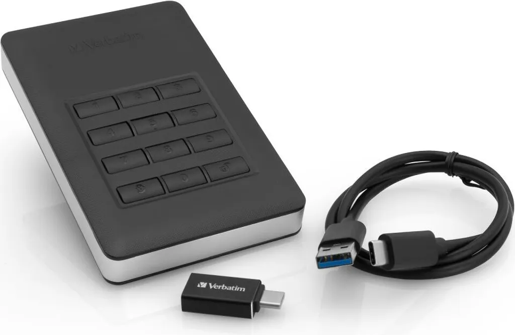 Hard Disk Verbatim 1TB Secure 53401: USB 3.1 e Keypad AES 256-bit - 20