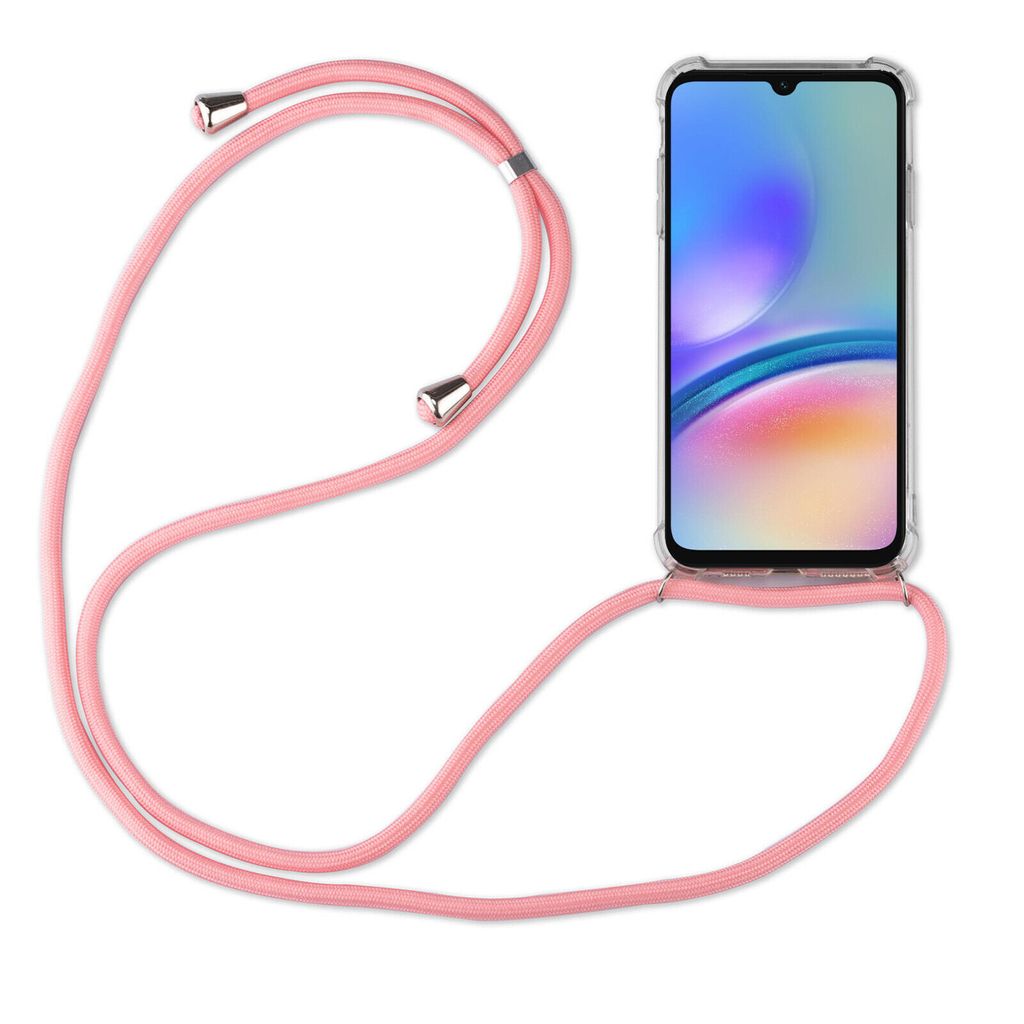 Handykette für Samsung Galaxy A05s Handyhülle mit Band Case TPU Hülle mit Kordel Rosa