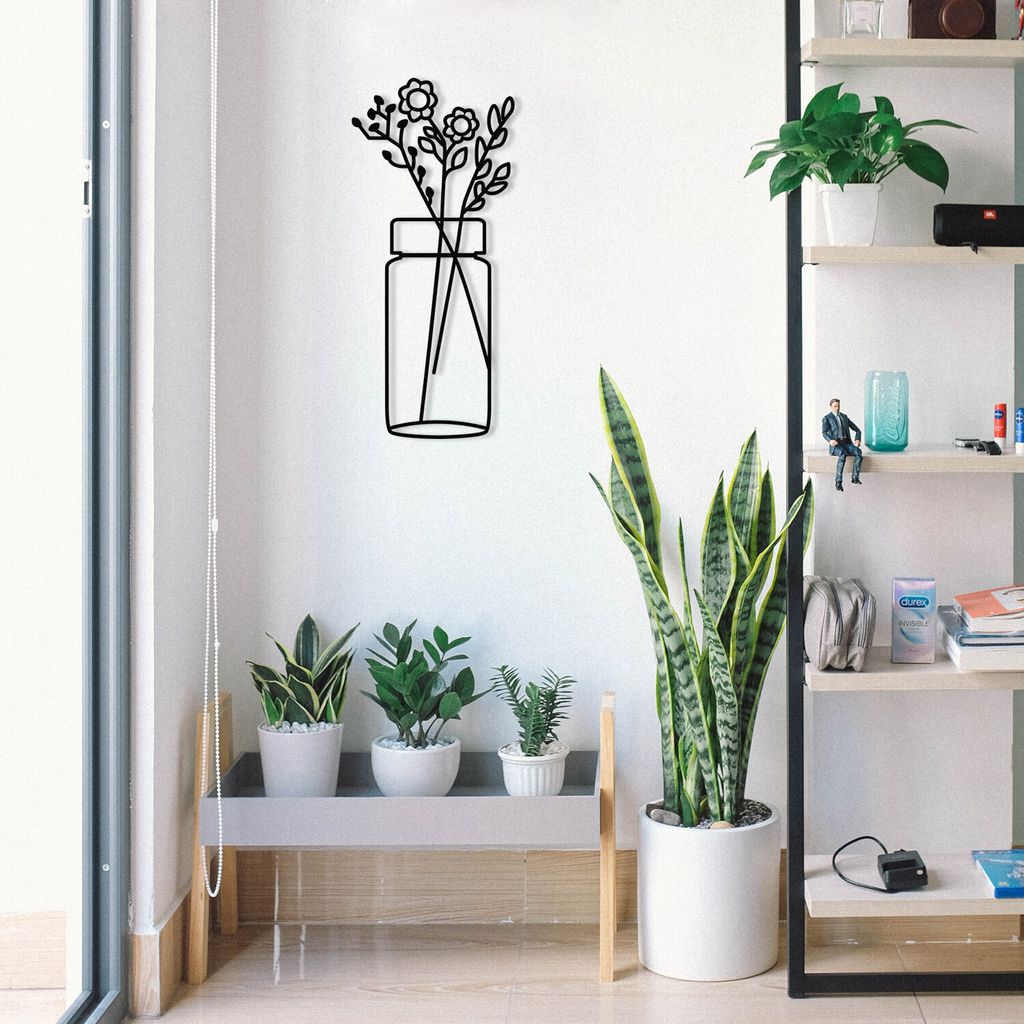 Wallity, Flower- ENZ1164, Schwarz, Sonstige Wohndekorationen, 58 x 61 cm, 100% Metall (Dicke: 1