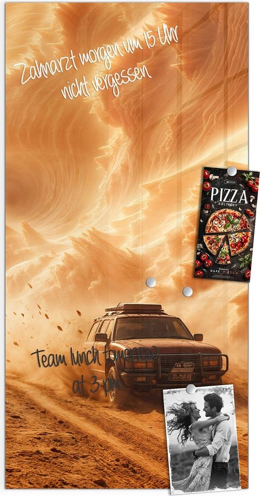 Magnettafel 50x100cm Pinnwand Whiteboard beschreibbar - Sandsturm Jeep Abenteuer