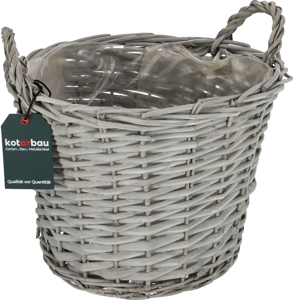 KOTARBAU Blumentopf geflochten Korb geflochten Weidenkorb für Blumen 31 cm Flechtkorb Weidentopf Übertopf Rustikal Grau