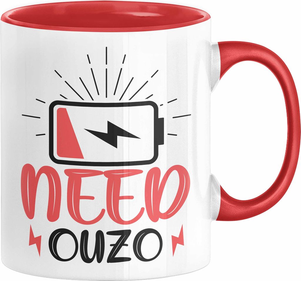 Need Ouzo Tasse Geschenk Griechenland Geschenkidee (Rot)