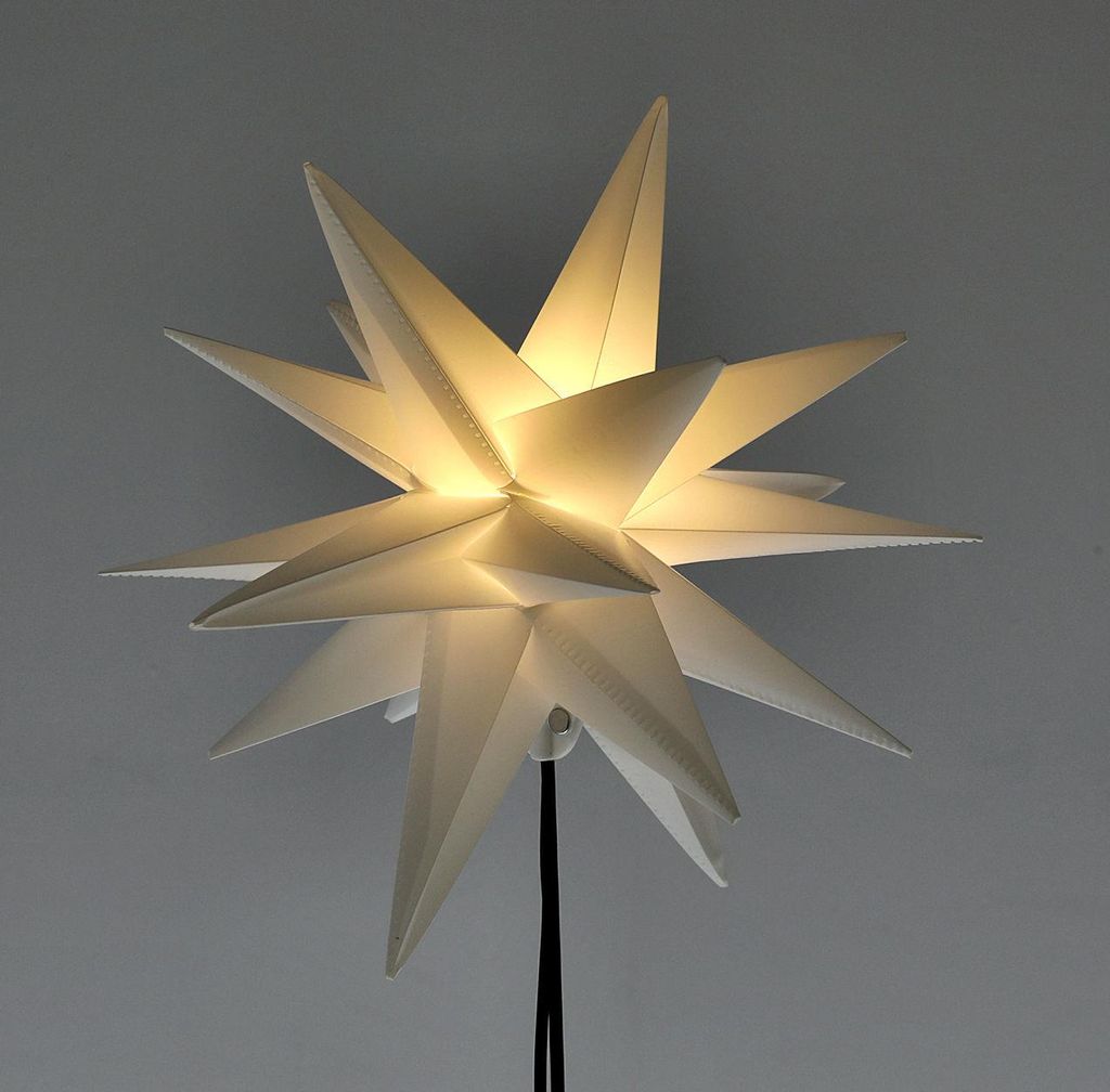 LED Weihnachtsstern in wei mit Erdspie - 90 cm Hhe -