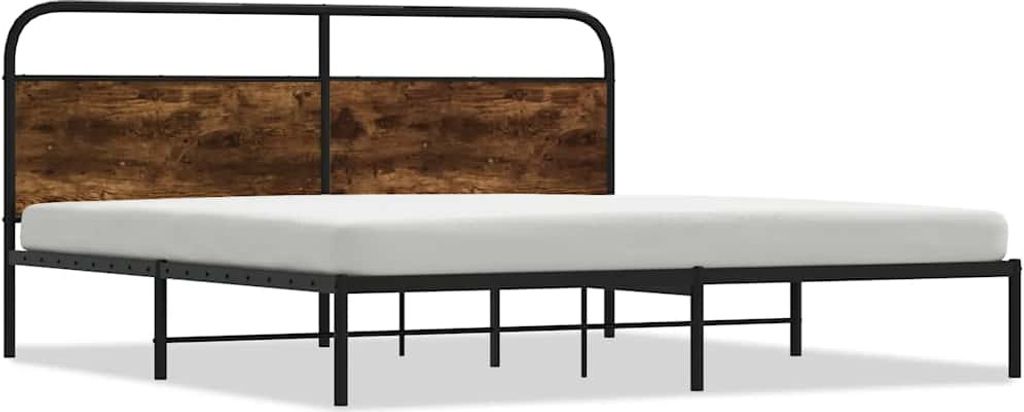 vidaXL Metallbett ohne Matratze Räuchereiche 200x200 cm