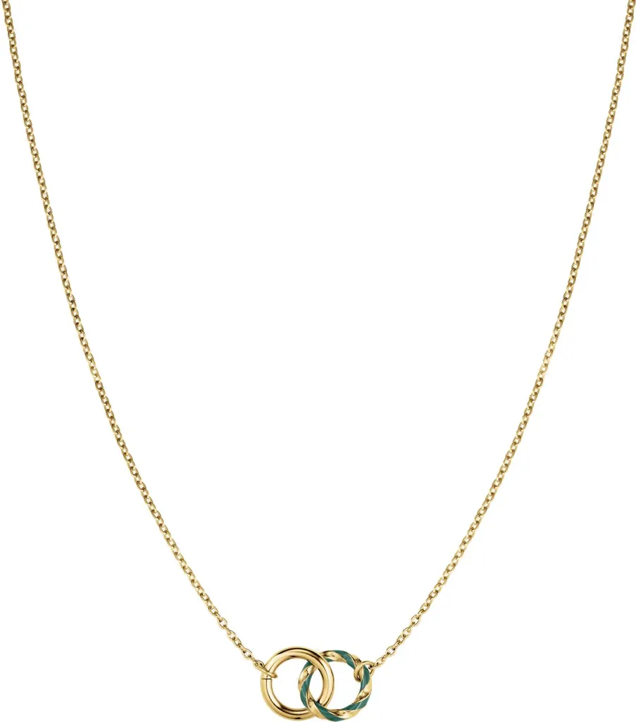 Collier pendentif vert émeraude et acier doré, bijou élégant JNEDG
