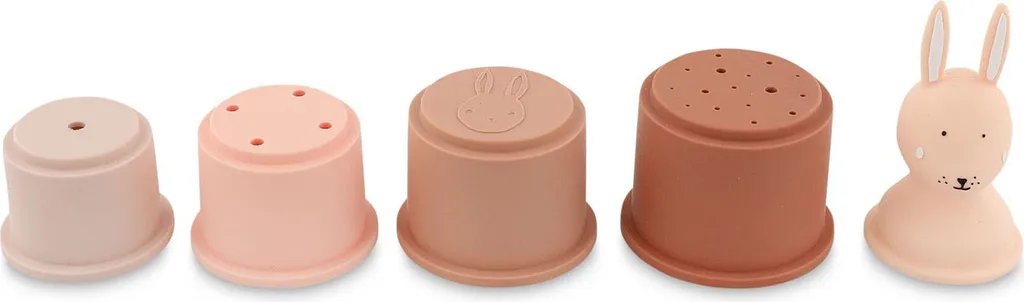 Gobelet empilable silicone Trixie 5 pièces rose : incassable et ludique