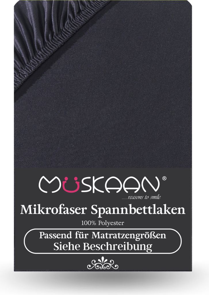 Microfaser Spannbettlaken 140x200 cm - 160x200 cm Schwarz